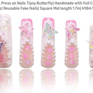Pink Butterfly Kids Nail Set, Handmade, Tipsy Butterfly